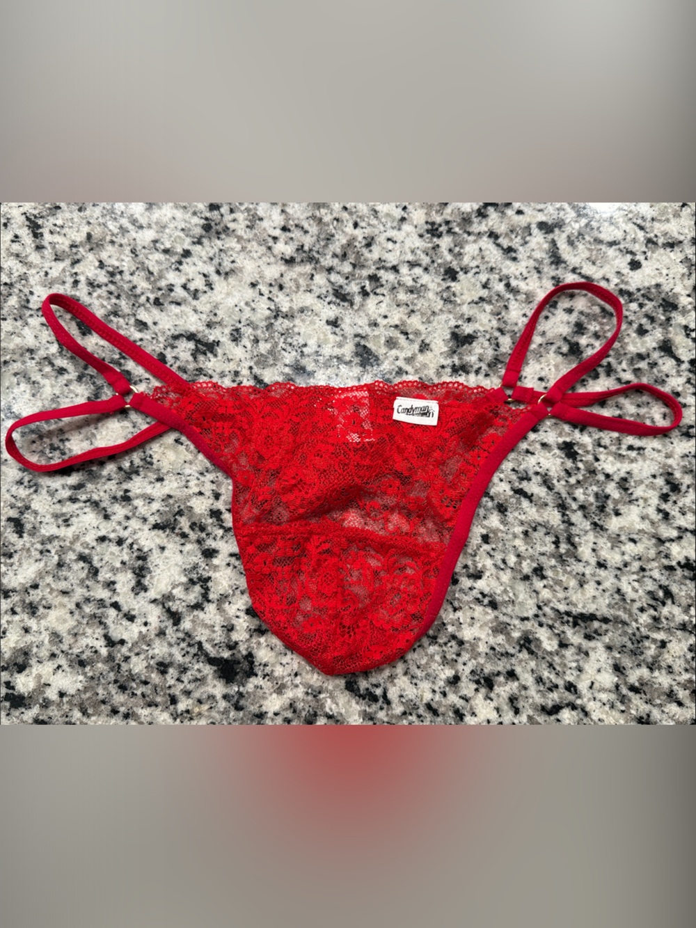 Men’s Red Lace Candyman G-String Thong Large